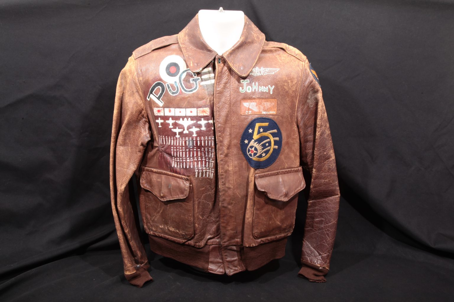 John J. Wilson – Painted WWII A-2 Flight Jacket, Thomas’ Crew “PUG” 531st Bomb Squadron